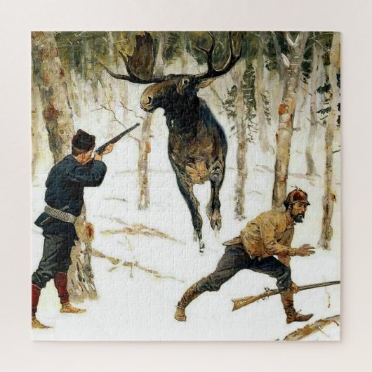 Puzzle La chasse à l'orignal par Frederic Remington (Vertical)