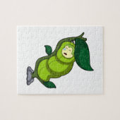 Puzzle La chenille au coucher avec la feuille (Horizontal)