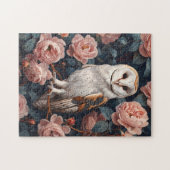 Puzzle La Chouette D'Écorce Perchée Parmi Les Roses Roses (Horizontal)