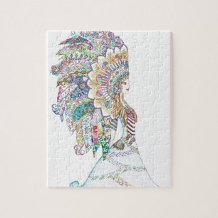 Puzzle La coiffe de la fille de Natif américain