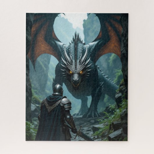 Puzzle La confrontation chevalier contre dragon (Vertical)