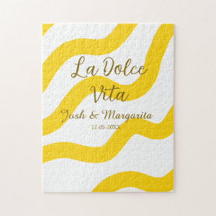 Puzzle La Dolce Vita jaune mariage couple Nom date glit
