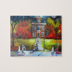 Puzzle La fête d'Halloween, défilé de friandises ou farce