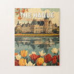 Puzzle La Haye Pays-Bas Travel Art Vintage<br><div class="desc">La conception de voyage vecteur rétro de La Haye. La Haye est une ville sur la côte de la mer du Nord de la Pays-Bas occidentale.</div>