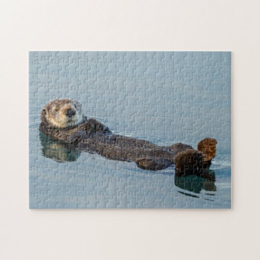Puzzle La loutre de mer flottant sur le dos dans l'océan (Horizontal)