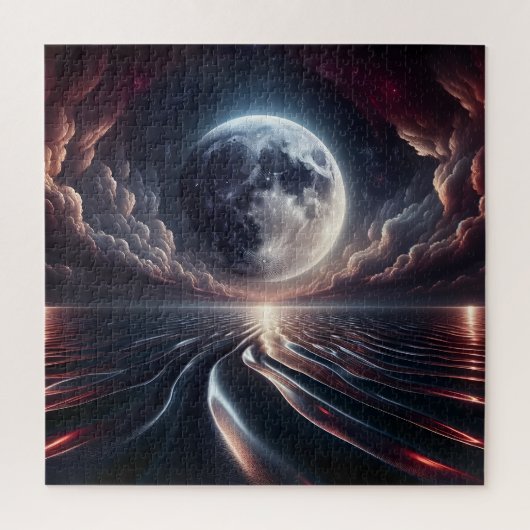 Puzzle La Lune surplombant l'océan (Vertical)