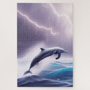 Puzzle La magie des dauphins dans une mer orageuse : une