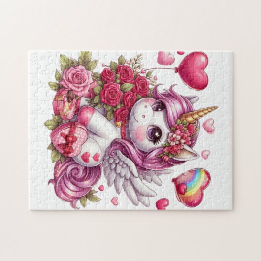 Puzzle La mignonne Saint Valentin licorne (Horizontal)