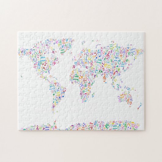Puzzle La musique note la carte du monde (Horizontal)