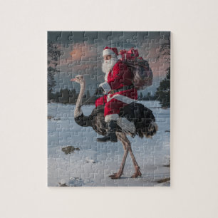 Puzzle La neige de Noël de Père Noël et d'Ostrich