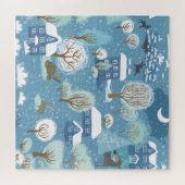 Puzzle La nuit d'hiver vintage village (Horizontal)