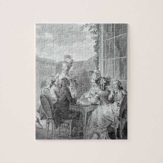 Puzzle La partie de whist, 1783, gravé par Jean Dambrun (Vertical)
