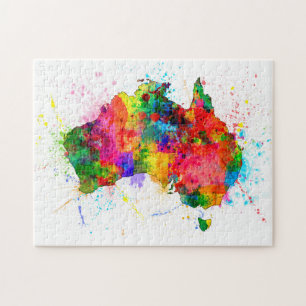 Puzzle La peinture de l'Australie éclabousse la carte