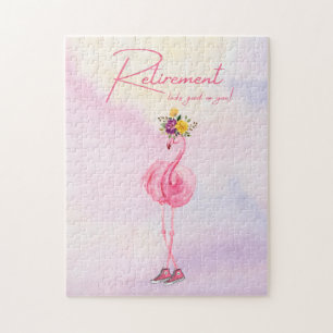 Puzzle La retraite te va bien ! Flamant rose en Basket