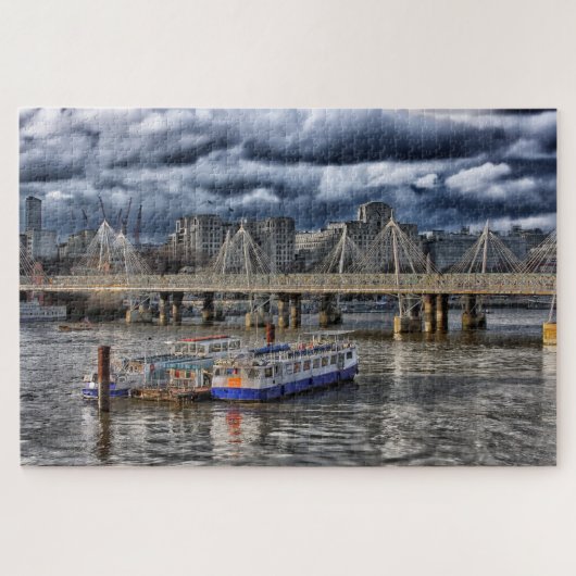 Puzzle La Tamise Londres sous un ciel nuageux (Horizontal)