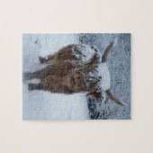 Puzzle La vache des Highlands dans la neige (Horizontal)