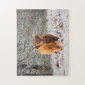 Puzzle La vache écossaise des Highlands dans la neige (Vertical)