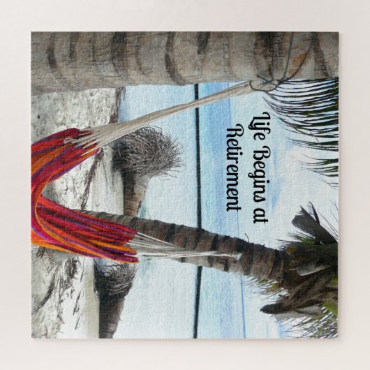 Puzzle La vie commence à la retraite...Hammock à la plage (Horizontal)