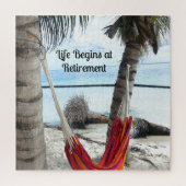 Puzzle La vie commence à la retraite...Hammock à la plage (Vertical)