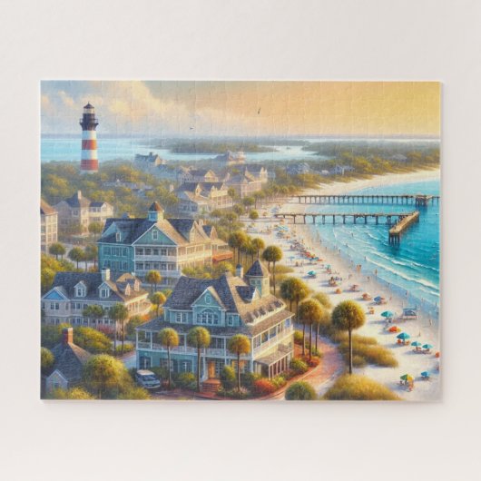 Puzzle La vie de la plage avec le phare (Horizontal)