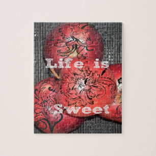 Puzzle La vie est douce : Apple et Floral Motif Design