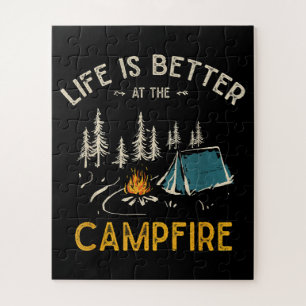 Puzzle La vie est meilleure au feu de camp drôle campeur