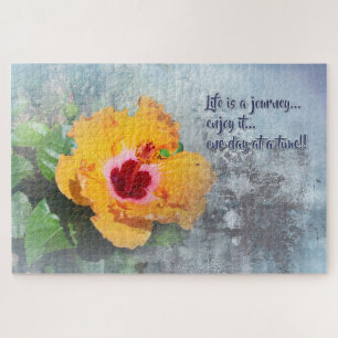 Puzzle la vie est un voyage avec affiche hibiscus