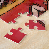 Puzzle La vie morte rouge avec des fleurs (Côté)