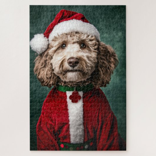 Puzzle Labradoodle en fête de Noël (Vertical)