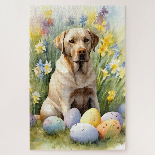 Puzzle Labrador avec des œufs de Pâques (Vertical)
