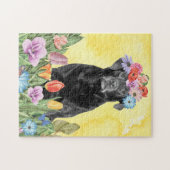 Puzzle Labrador Chien avec fleurs Printemps (Horizontal)