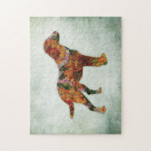 Puzzle Labrador Chien Floral Sur Vert (Vertical)