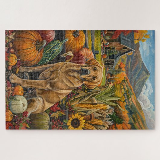 Puzzle Labrador Chien Moisson d'automne Thankgiving (Horizontal)