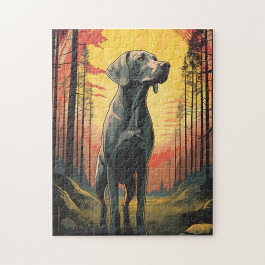 Puzzle Labrador dans la forêt au coucher du soleil (Vertical)