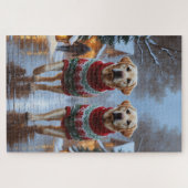 Puzzle Labrador Dogs Christmas Snow Holiday (Horizontal)