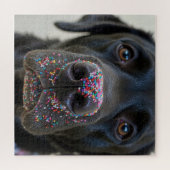 Puzzle Labrador noir avec des vermicelles (Horizontal)