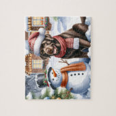 Puzzle Labrador Retriever Chien Chien Chien Snowman Noël (Vertical)
