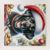 Puzzle Labrador Retriever Chien Père Noël Cookies Noël (Horizontal)