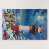 Puzzle Labrador Retriever Christmas Lighthouse Holiday (Horizontal)