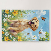 Puzzle Labrador Retriever Fleurs de Printemps Chien Migno (Horizontal)