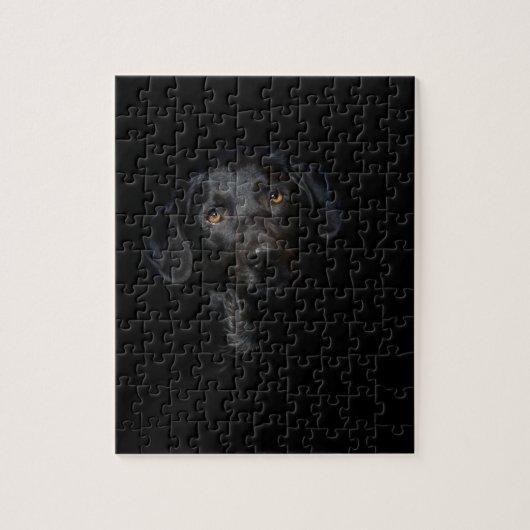 Puzzle Labrador retriever noir personnalisable (Vertical)