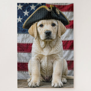Puzzle Labrador Retriever Patriotique Avec Chapeau Tricor