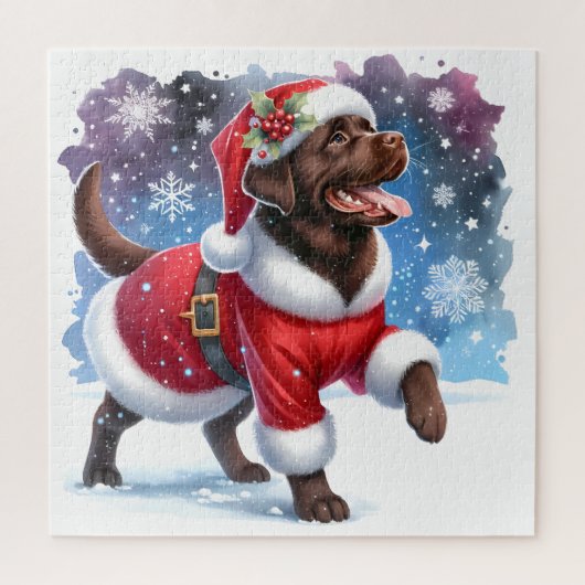 Puzzle Labrador Retriever Père Noël Chien Christmas Puppy (Vertical)