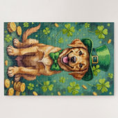 Puzzle Labrador Retriever St Patrick's Day Chien Chanceux (Horizontal)