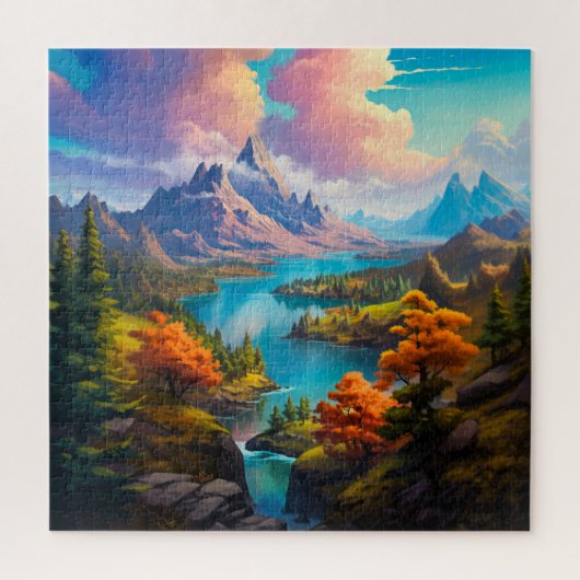 Puzzle Lac d'automne - Quatre saisons Illustration (Vertical)