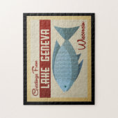 Puzzle Lac Léman Wisconsin Blue Fish Vintage voyage (Vertical)