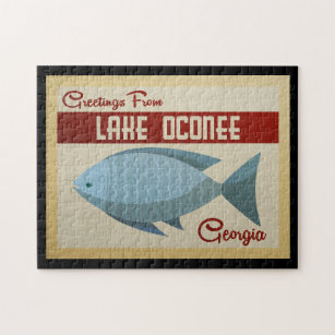 Puzzle Lac Oconee Georgia Blue Fish Vintage voyage