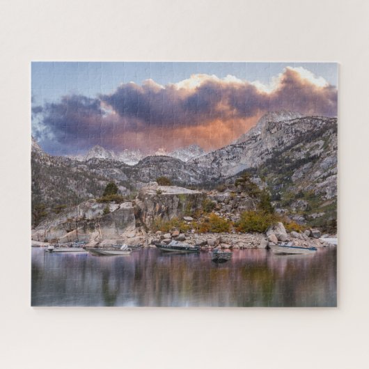 Puzzle Lac Sabrina Dusk avec Bateaux, photo d'art (Horizontal)