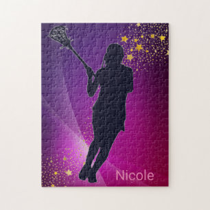 Puzzle Lacrosse Gold Stars Purple