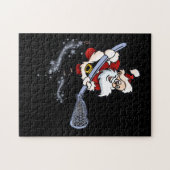 Puzzle Lacrosse Père Noël Cool de Noël Lax Sport laide X- (Horizontal)
